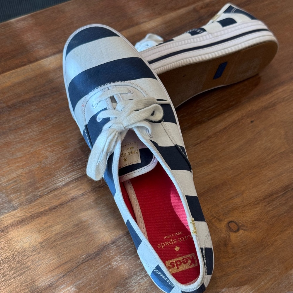 Keds x Kate Spade New York Navy & White Striped Canvas Sneakers Size 9 - Picture 7 of 7